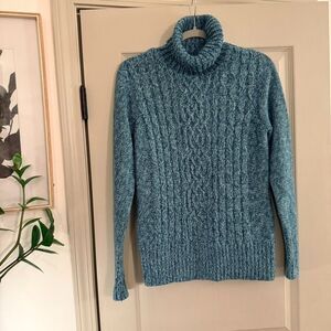 Guide Series by Gander Mountain Medium Cable Knit Sweater Turtleneck Teal Hiking
